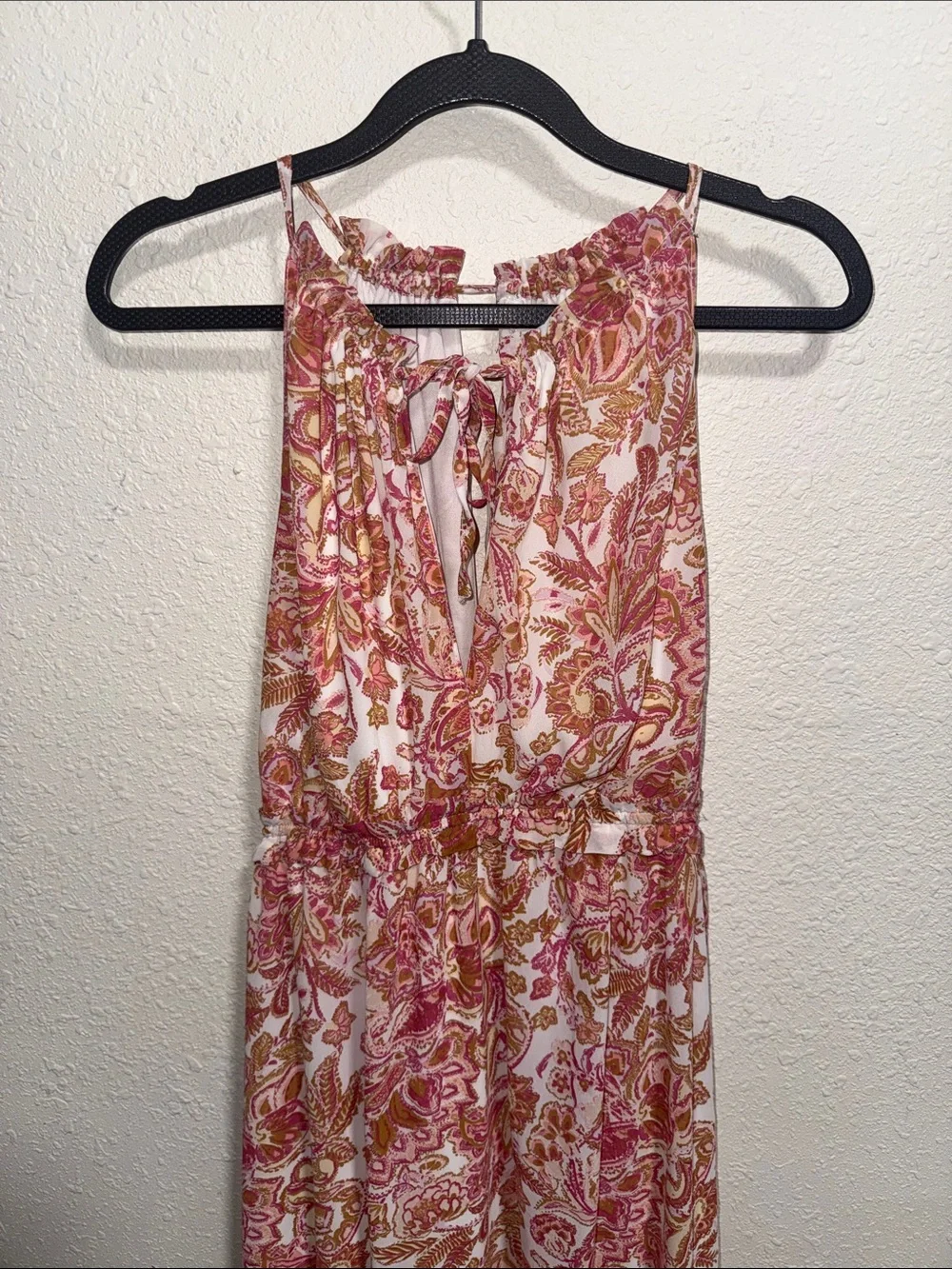 Japna Pink Orange Paisley Floral Halter Maxi Dress Small Sleeveless Boho Summer - Picture 4 of 11